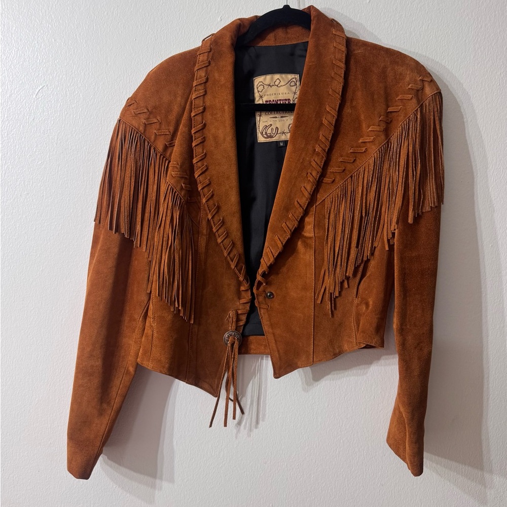 Brown Suede Fringe Leather Jacket